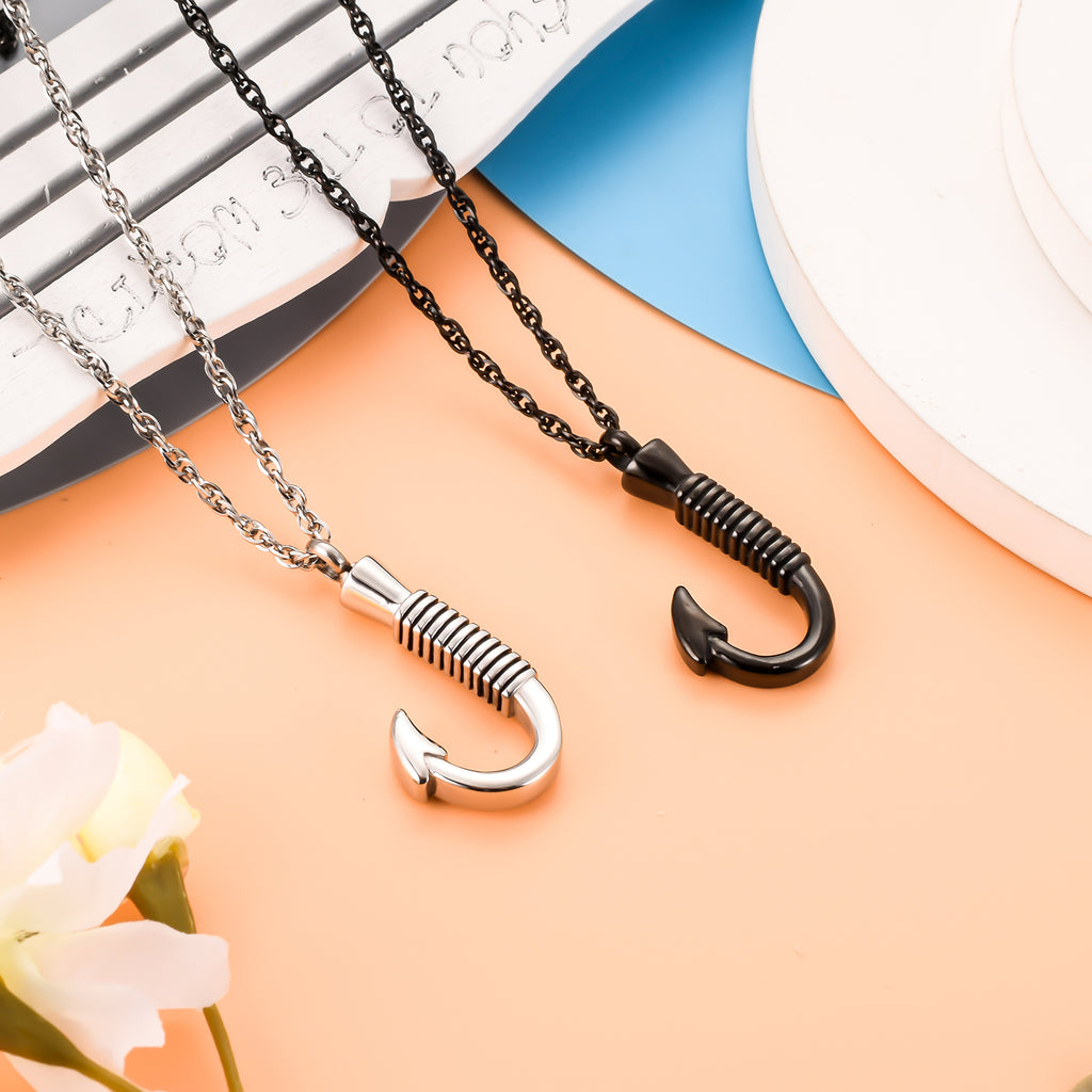 XIUDA Fish Hook Memorial Ash Urn Necklace Stainless Steel Cremation Jewelry  for mom & dad, Fish Pendant & Always in My Heart : : Clothing,  Shoes & Accessories